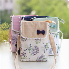 Floral Printing Small Shoulder Bag Women Cotton Messenger Phone