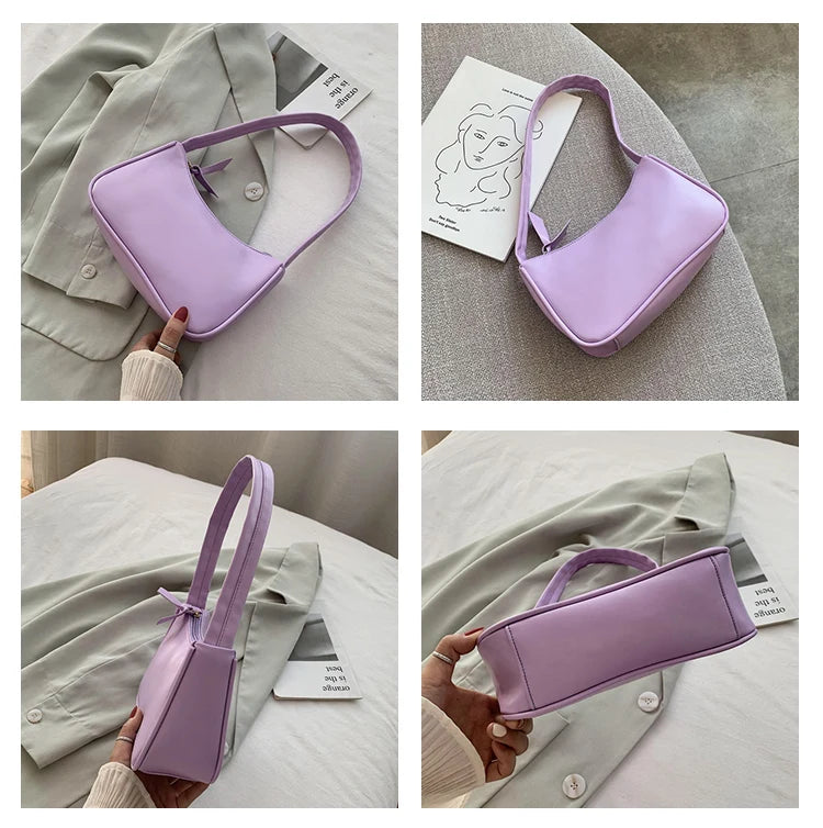 Purple PU Leather Women's Handbag Small Shoulder Bags