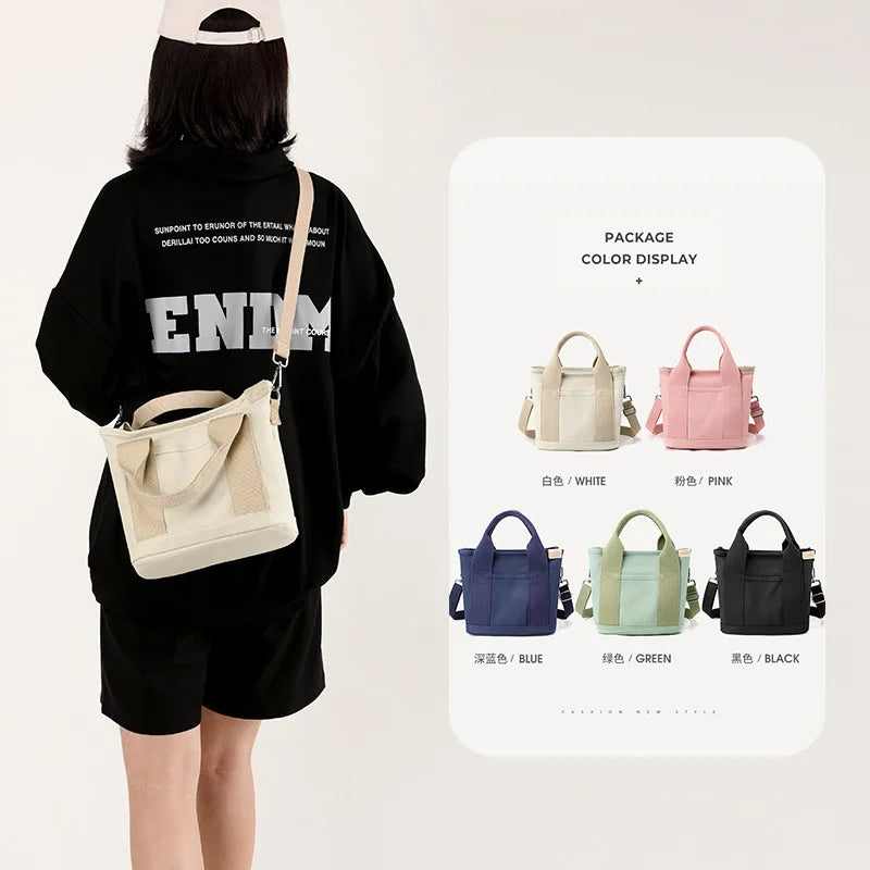 Canvas Shoulder Bag Women Casual Tote Travel Handbags Zipper Large Capacity