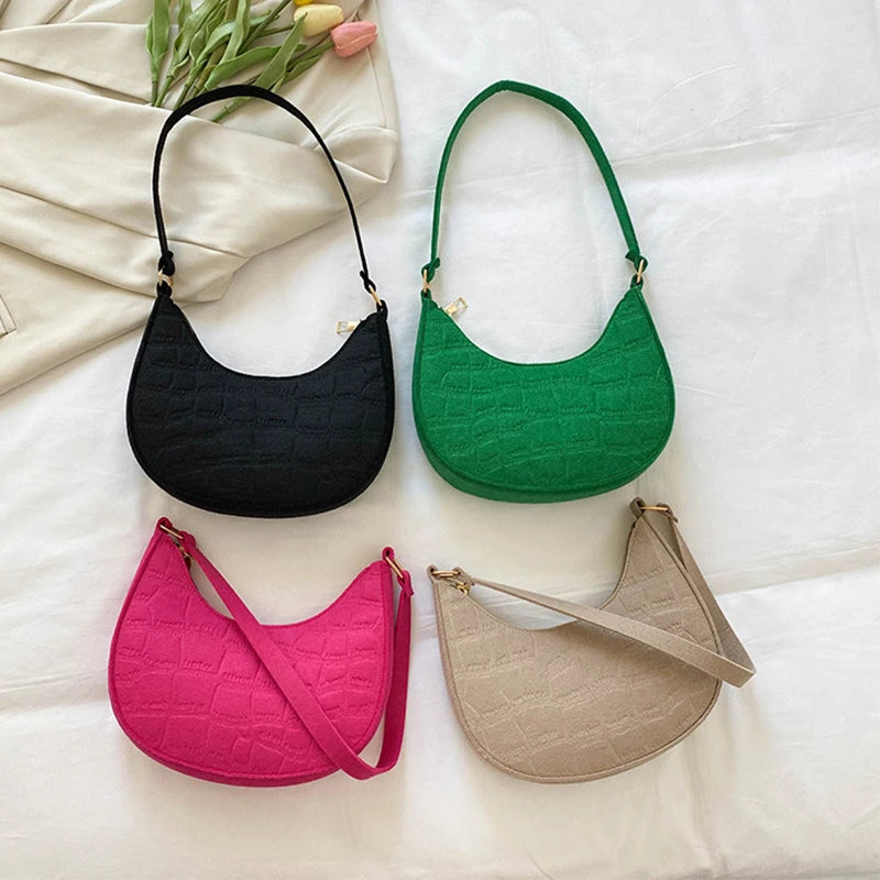Women's Casual Mini Underarm Bag, Leather Shoulder Tote