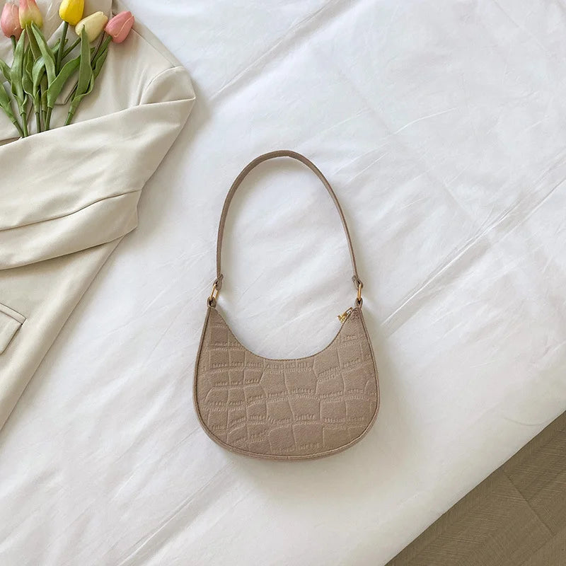 Women's Casual Mini Underarm Bag, Leather Shoulder Tote