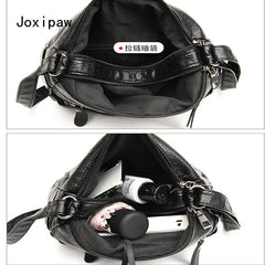 Vintage Patchwork PU Leather Crossbody Bag for Women Girl