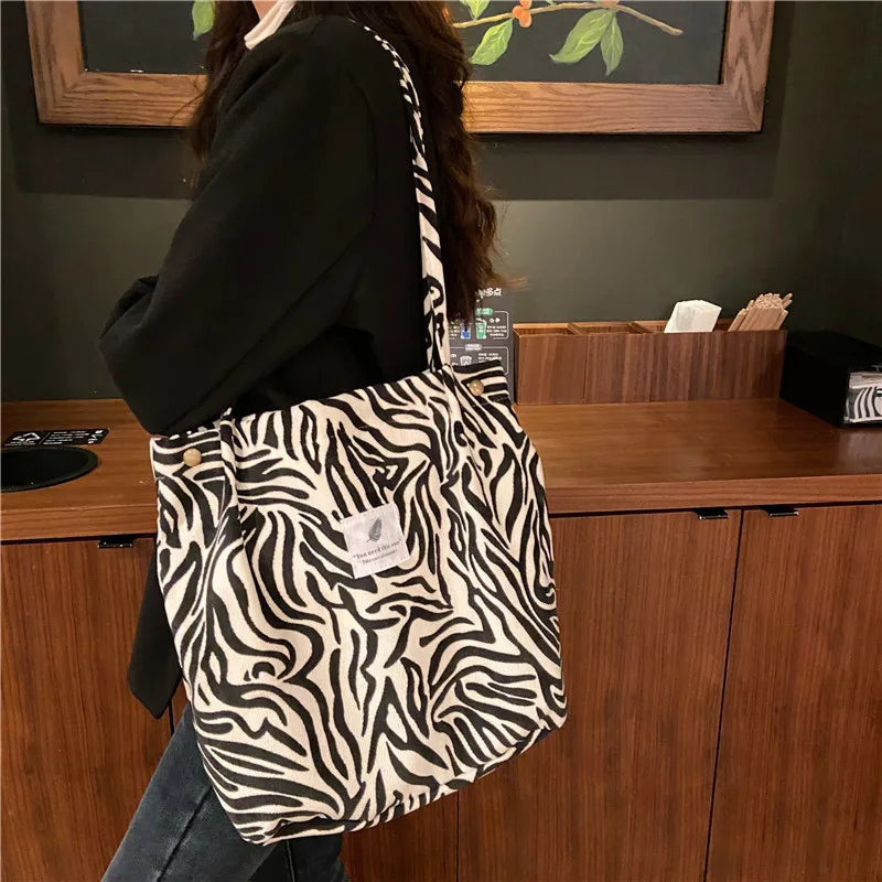 Corduroy Shoulder Bag Large Capacity Tote