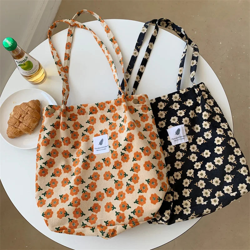 Corduroy Shoulder Bag Large Capacity Tote