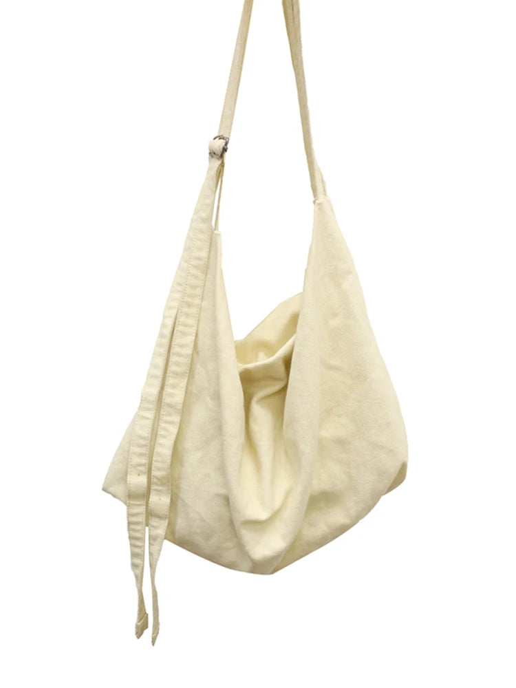 Large Capacity Travel Crossbody Bag Solid Canvas Unisex Shoulder Bag