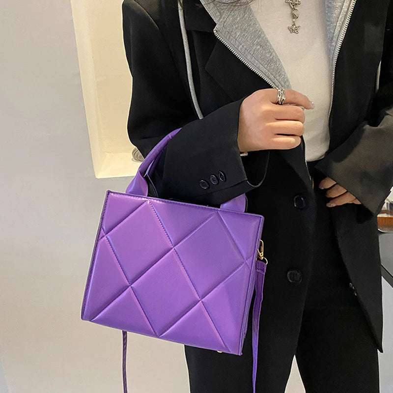 Spring Women Shoulder Bag Plaid Pu Leather Crossbody Bags Ladies Handbags