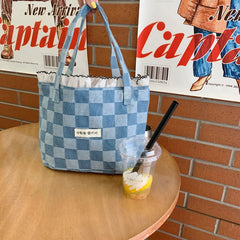Canvas Lace Women's Handbag Plaid Shoulder Bag