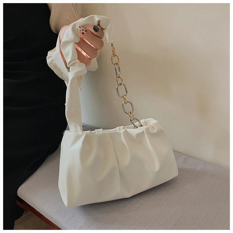 Retro Metal Chain Shoulder Bag for Women