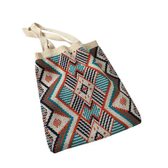 Geometric Patterns Wool Shoulder Tote Bag Soft Large Capacity for Women