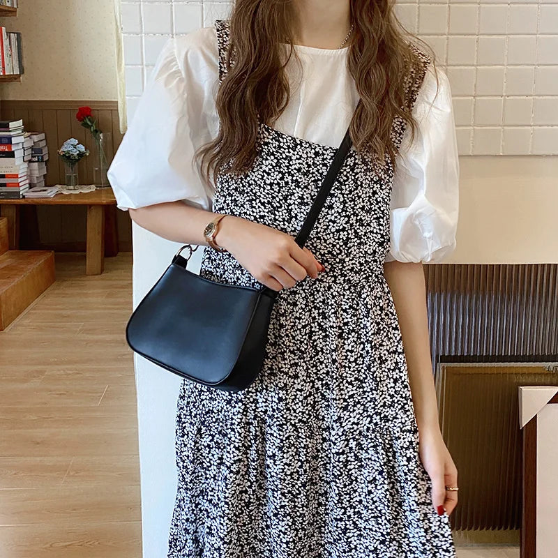 Women's Shoulder Bag Stitched Armpit Bag Street Pu Handbag