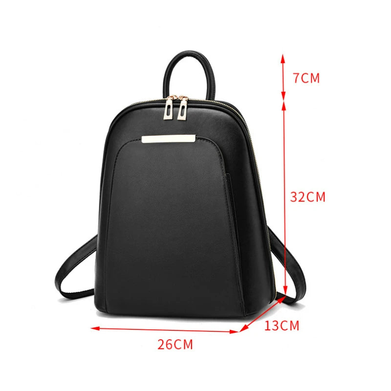Summer PU Leather Large Capacity Backpack Women Solid Satchels