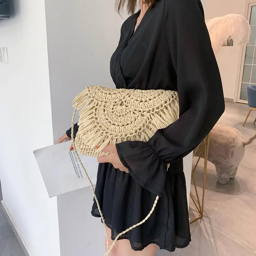Summer Straw Bags Tassel Woven Handbags