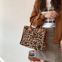 Leopard Print PU Leather Handbag Winter Small Women Handbags