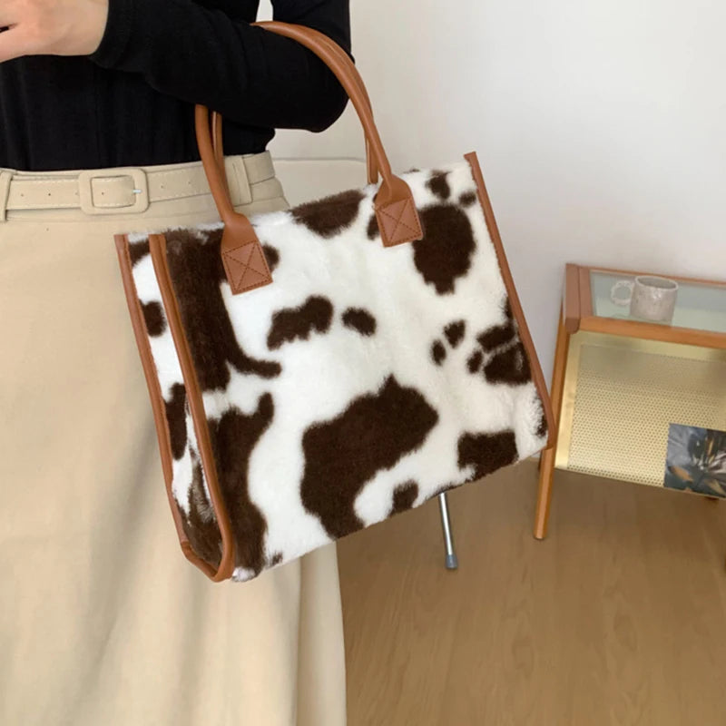 Leopard Print PU Leather Handbag Winter Small Women Handbags