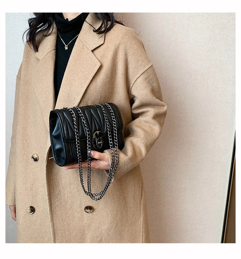 Women's Chain Bag High Quality Pleated Single Shoulder Messenger Bag