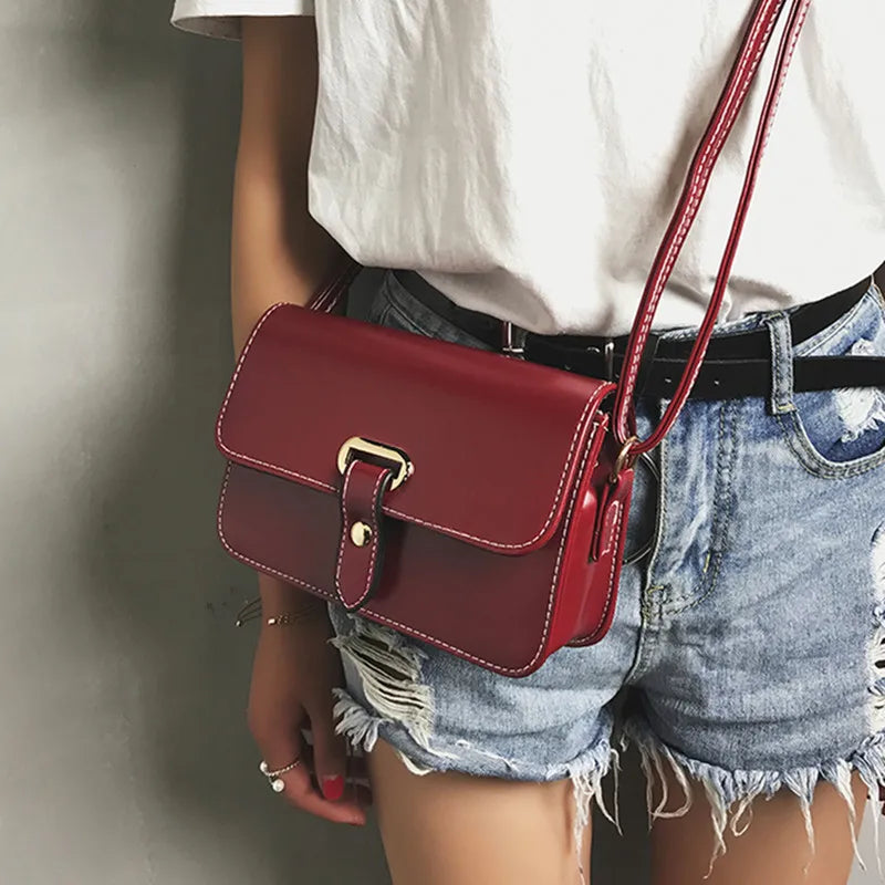 Women's Square Crossbody Bag PU Leather Messenger Bag