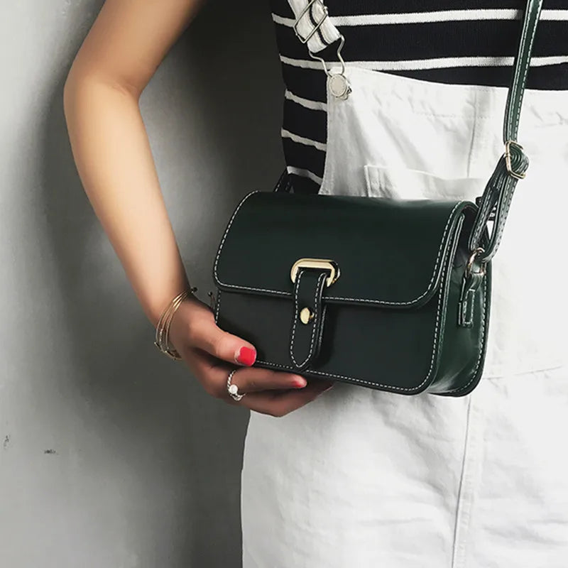 Women's Square Crossbody Bag PU Leather Messenger Bag