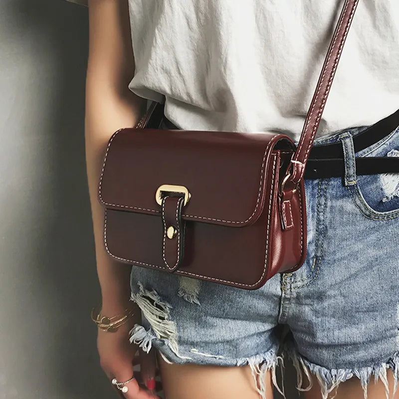 Women's Square Crossbody Bag PU Leather Messenger Bag