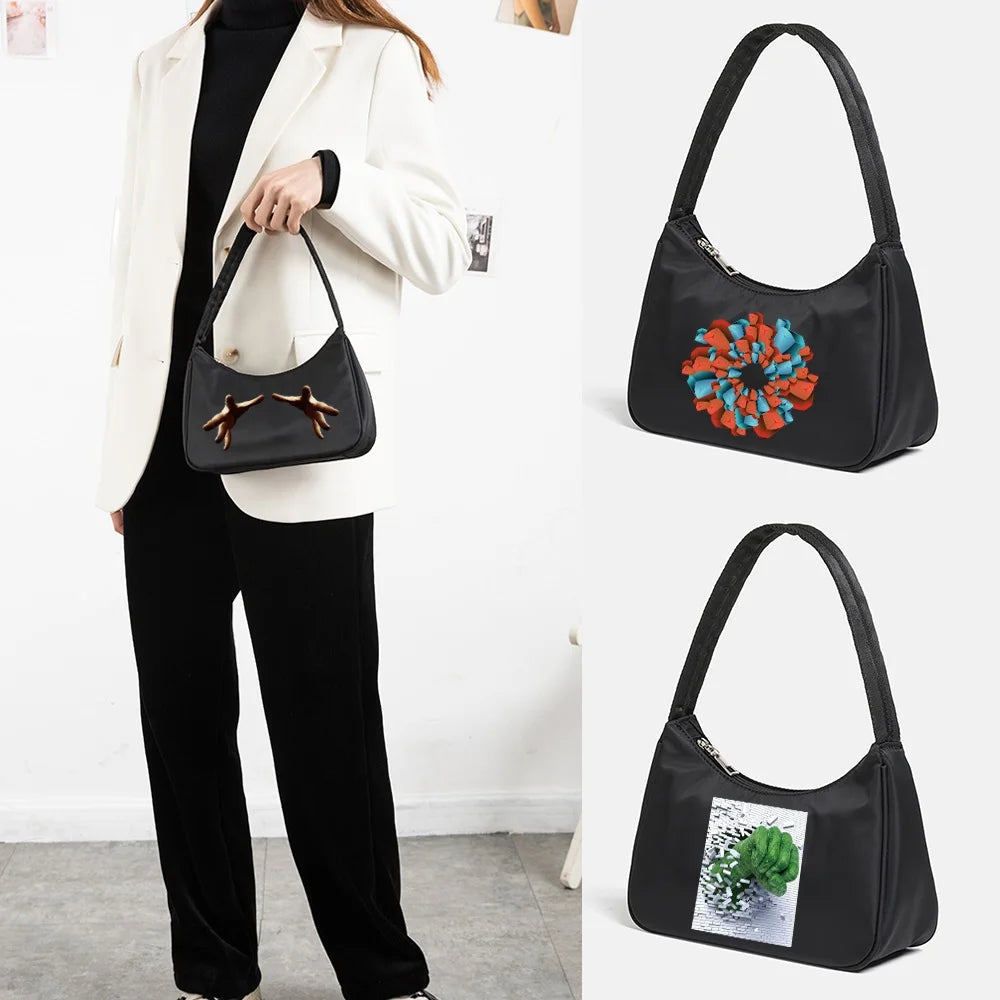 Colorful Pattern Printing Crossbody Bag for Women Underarm Shoulder Purse