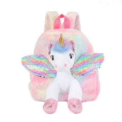 Unicorn School Backpack for Kids Plush Bookbag 1-6 Years