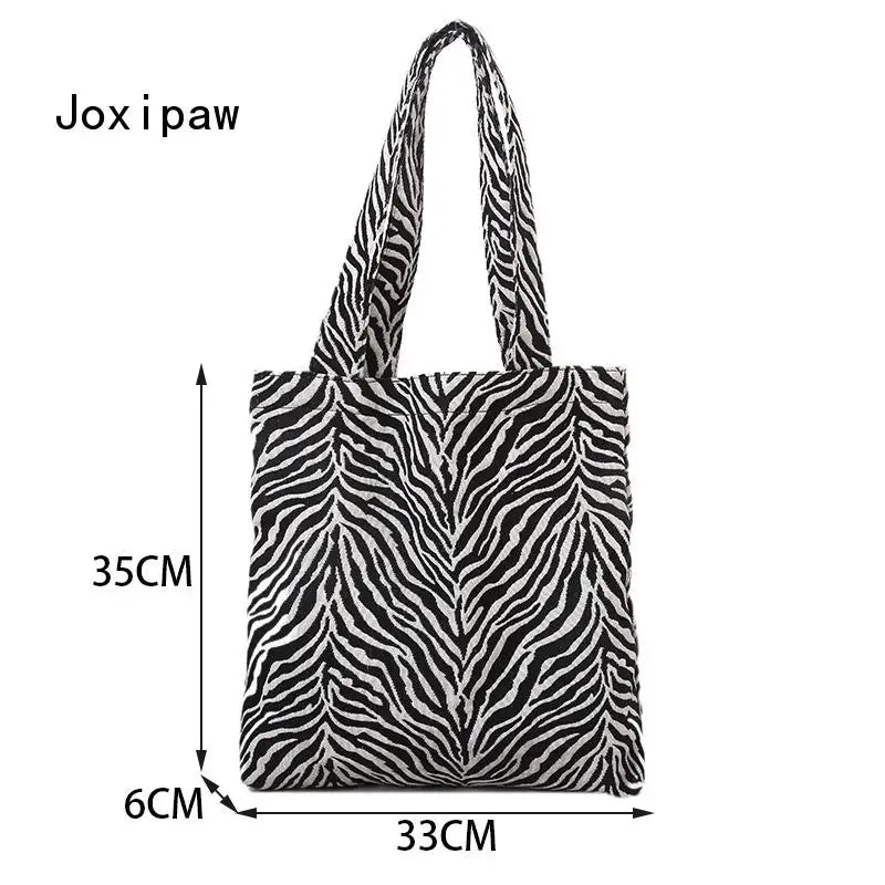 Vintage Print Canvas Shoulder Bag Large Capacity Tote Bag Women Casual Handbag
