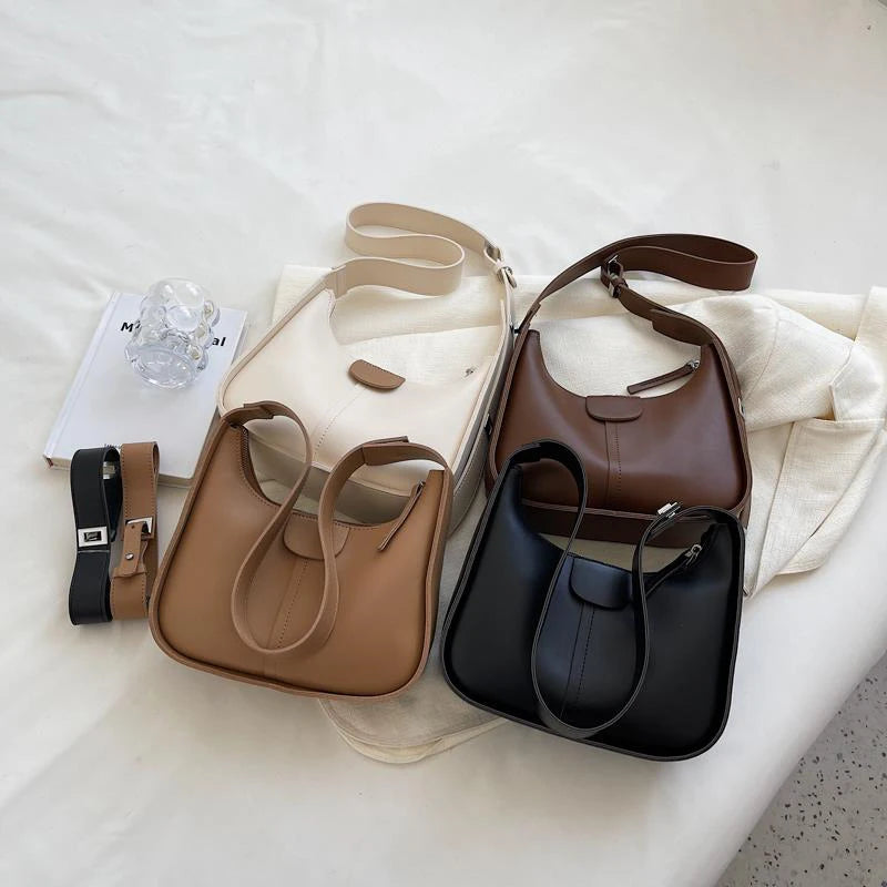 Vintage Shoulder Crossbody Bags for Women PU Leather Ladies Bags Clutch Brown