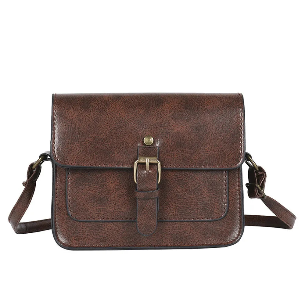Vintage Leather Shoulder Bag Women Crossbody Messenger Clutch Purse