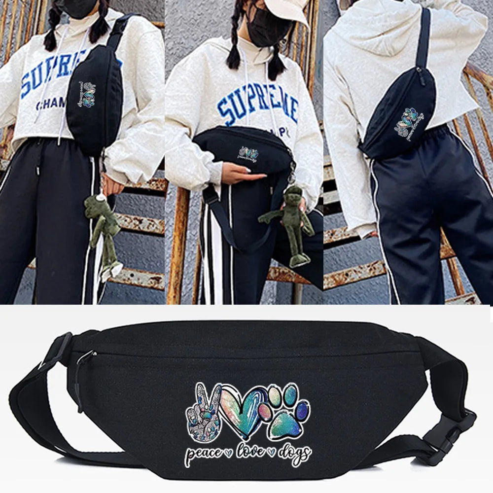 Cat Paw Print Chest Pack Waist Bag Cross Body Shoulder Bag