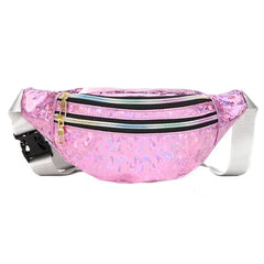 Waist Pack for Women Hologram Laser PU Travel Banana Hip Bum Bag