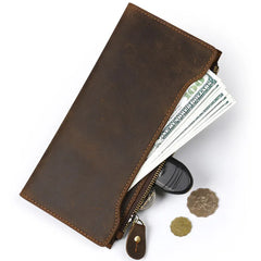 Men's Cow Leather Long Purse High Retro Style
