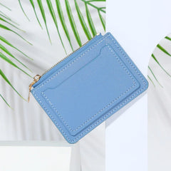 Women's Short Wallet PU Leather Zipper Casual Multi-card Solid