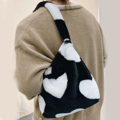 Leopard Print Winter Shoulder Bag Large Capacity Travel Bag