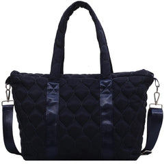Winter Space Bale Handbag Woman Casual Cotton Totes Bag Down Feather Padded Lady