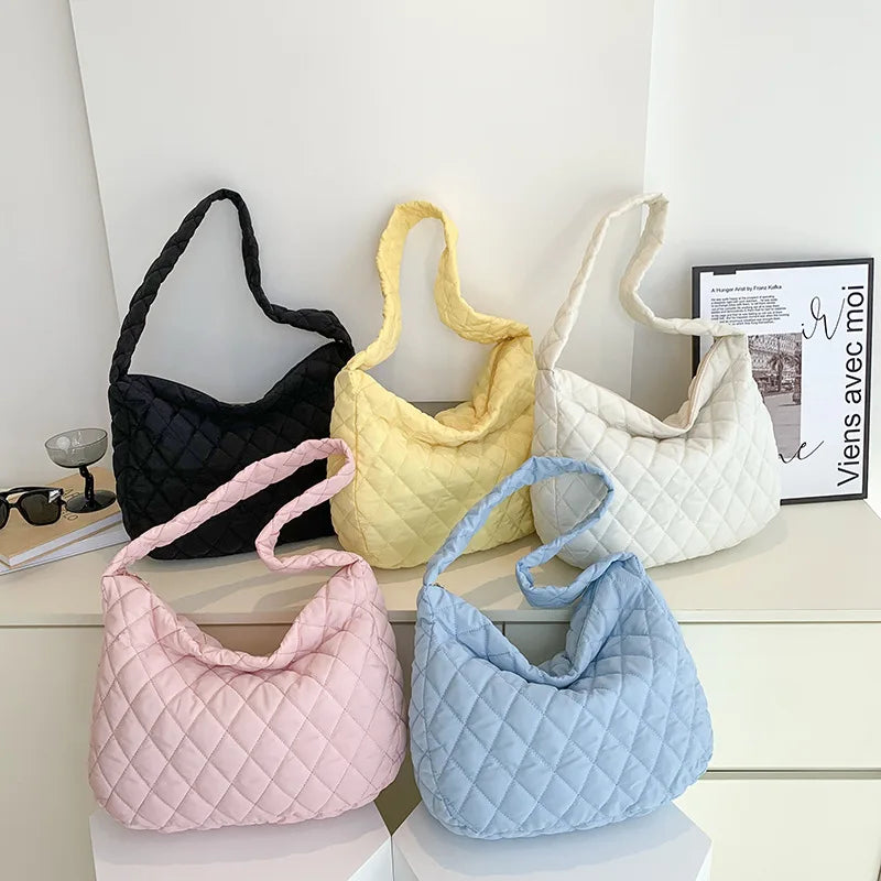Winter Women Shoulder Bag Cotton Handbags Large Capacity Casual Crossbody Bags