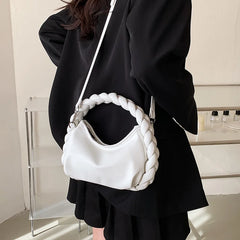 Weave Handle Leather Clutch Purse Small Shoulder Bag for Woman