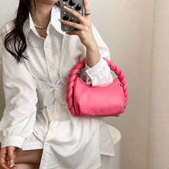 Weave Handle Leather Clutch Purse Small Shoulder Bag for Woman
