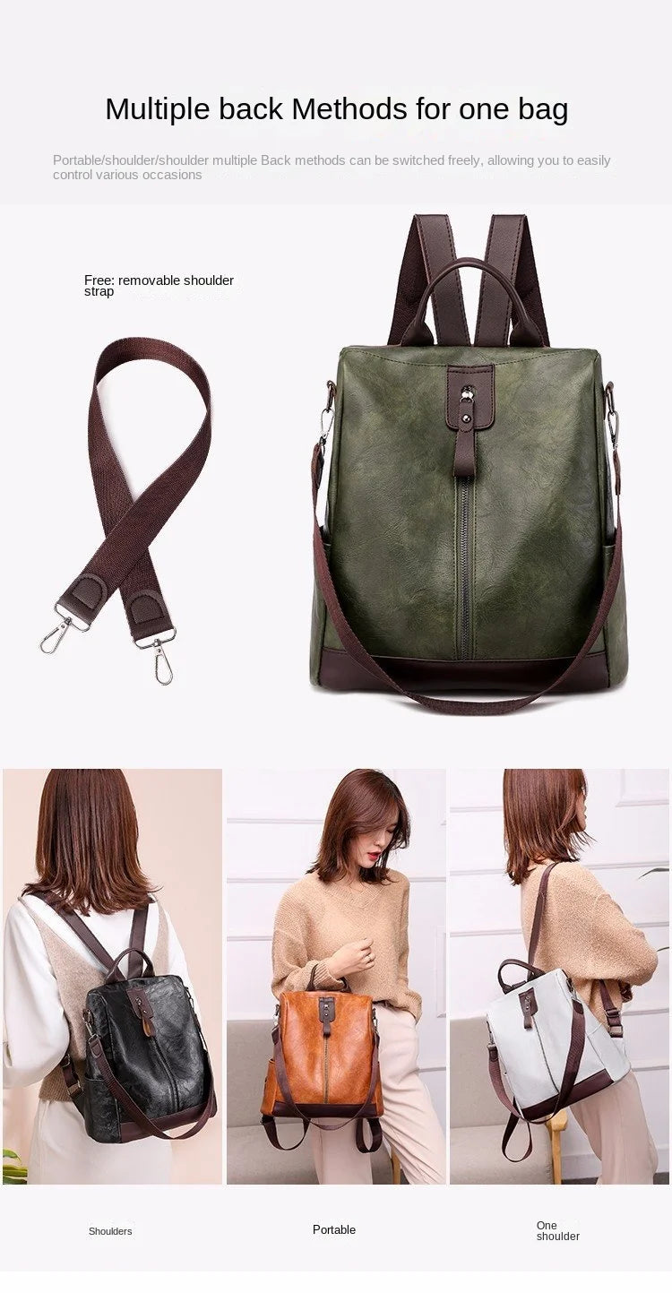 Women Backpack High Leather Large Capacity Schoolbag Travel Bag