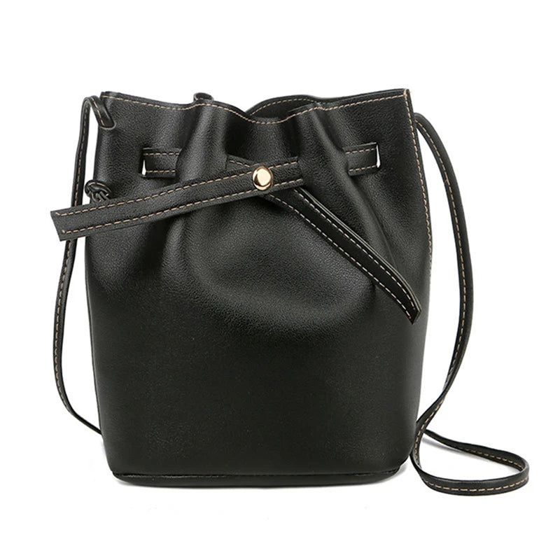 Women Backpack PU Leather School Bags Ladies Large Capacity Bucket Bag