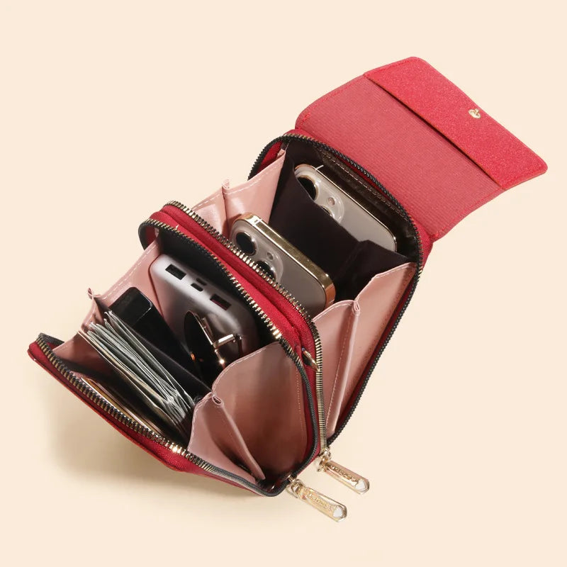 Vintage Women's Crossbody Bag PU Leather Touch Screen Wallet