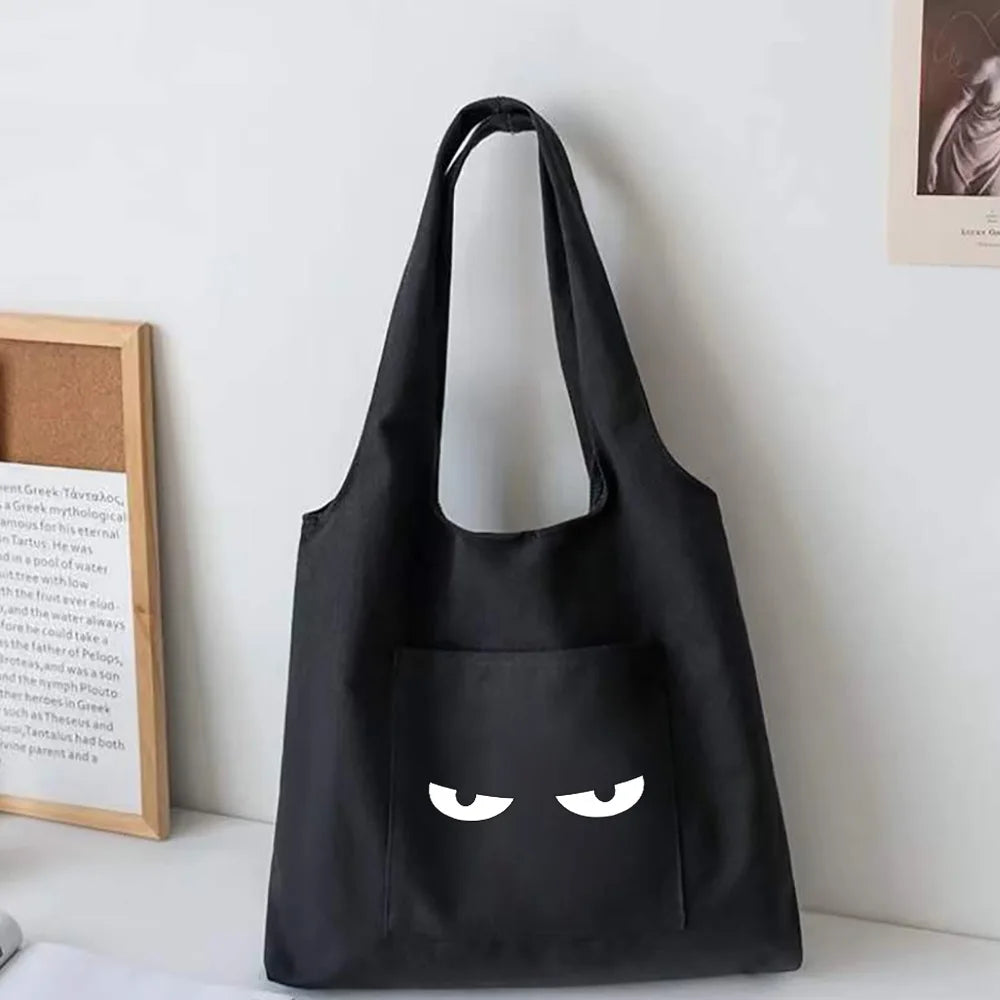 Canvas Vest Shoulder Bag Big Capacity Reusable Tote Bag