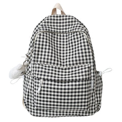 Women Plaid School Backpack Girls Travel Rucksack Ladies Large Capacity Bag