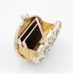 Women Diamond Flowers Clutch Bags Silk Single Side Mini Egg S