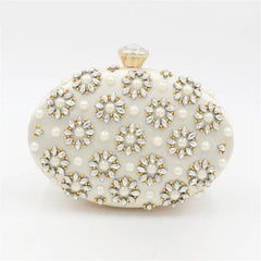 Women Diamond Flowers Clutch Bags Silk Single Side Mini Egg S