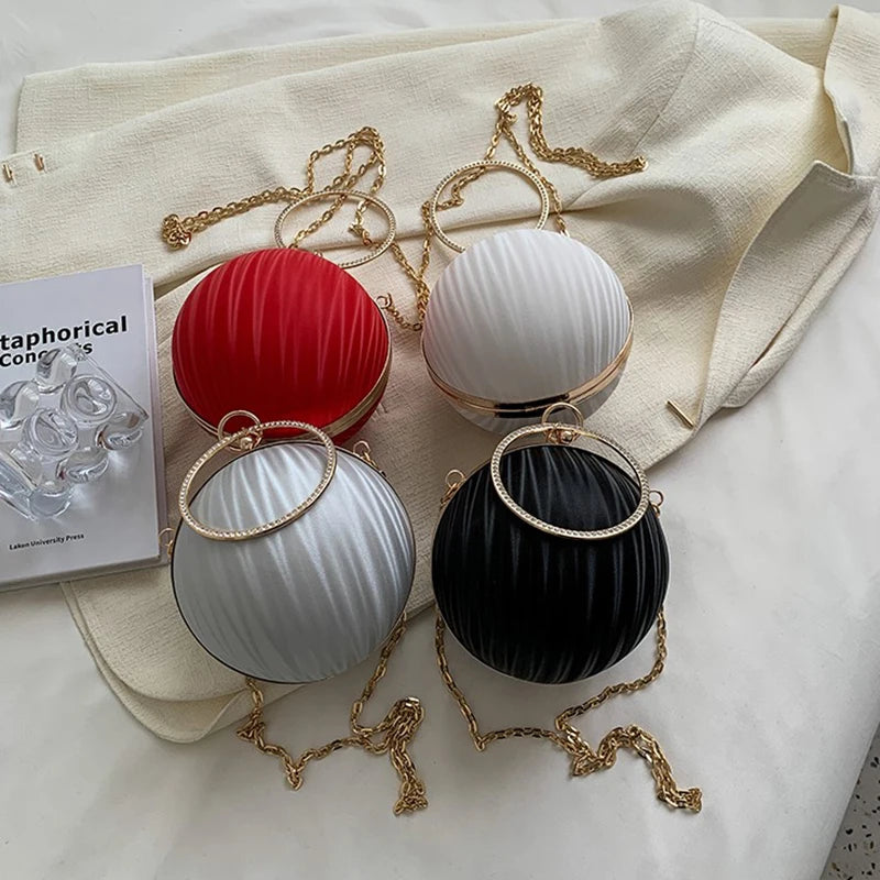 Women Spherical Handbag Mini Purse Chain Shoulder Bag