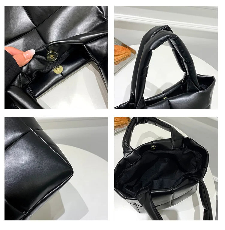 Women Square Shoulder Bags Lattice Leather Bags