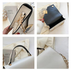 Retro Women's Shoulder Bag Chain Messenger Square PU Leather Bag