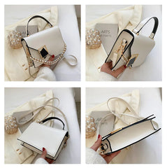 Retro Women's Shoulder Bag Chain Messenger Square PU Leather Bag