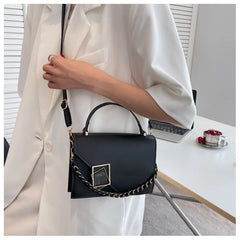 Retro Women's Shoulder Bag Chain Messenger Square PU Leather Bag