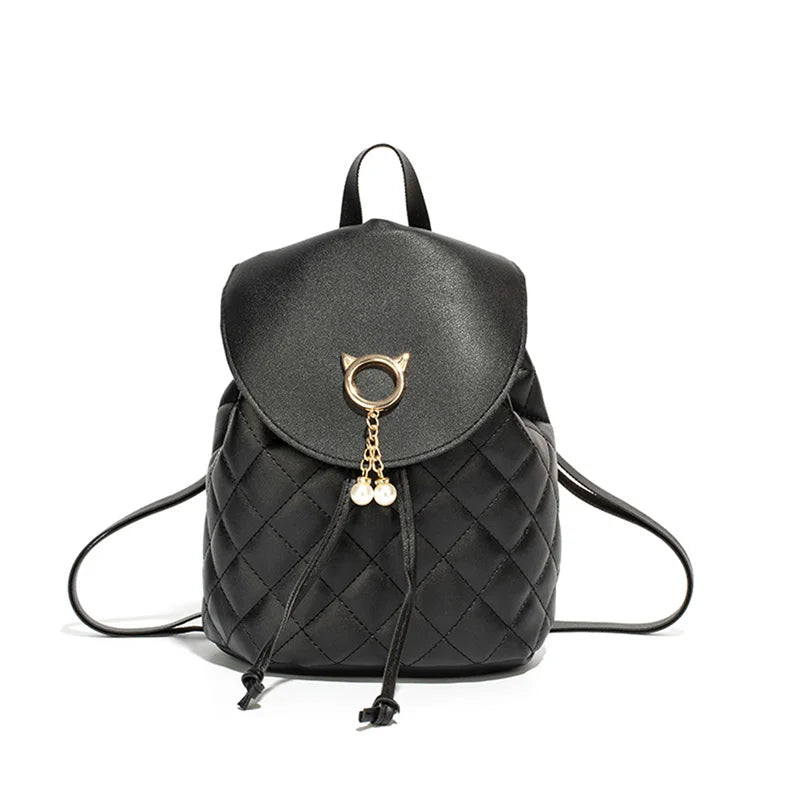 PU Leather Shoulder Mini Backpack Diamond Lattice Phone Pouch