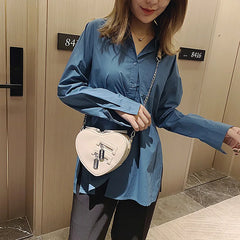 Red Love Heart Shape Shoulder Bag Chain Crossbody Bag